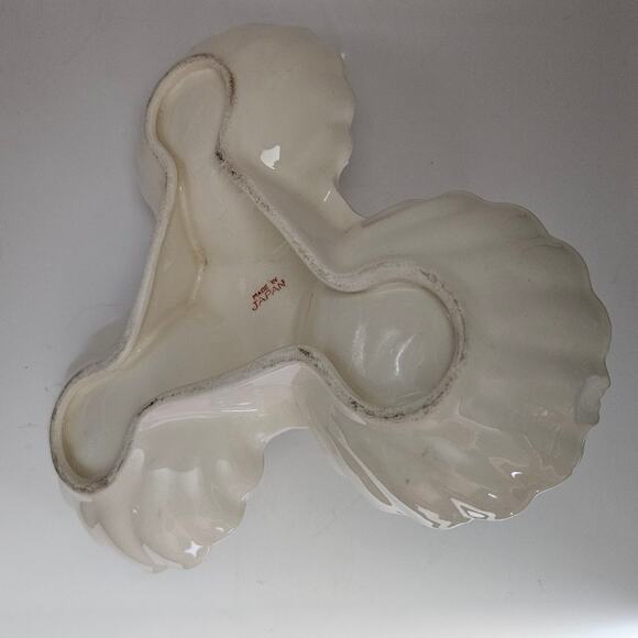 Vintage Japan Porcelain 3 Section Serving Dish Gold Floral Trim Handle - Picture 5 of 5